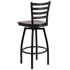 Emma And Oliver Black Ladder Back Swivel Metal Restaurant Dining Barstool -Emma And Oliver GUEST 7998c6db 132a 439a 93ee ceedb9f50513