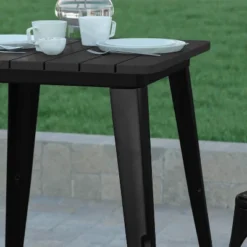 Emma And Oliver Indoor/Outdoor Dining Table, 23.75" Square All Weather Poly Resin Top With Steel Base -Emma And Oliver GUEST 79a45f3c ebeb 4a2b b345 f87c449b3242