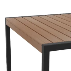 Emma And Oliver 30" X 48" All-Weather Faux Teak Patio Dining Table With Steel Frame - Seats 4 -Emma And Oliver GUEST 79bd9dc7 b94b 4cd2 9e94 6bf86a4a6733
