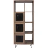 Emma And Oliver 63"H 5 Cube Storage Organizer Bookcase In Rustic Wood Grain Finish