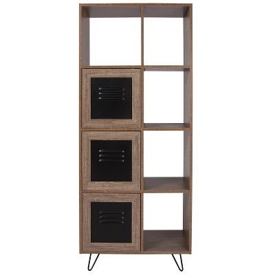 Emma And Oliver 63"H 5 Cube Storage Organizer Bookcase In Rustic Wood Grain Finish 1 Emma And Oliver 63"H 5 Cube Storage Organizer Bookcase In Rustic Wood Grain Finish