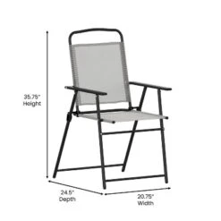 Emma And Oliver Set Of 2 Textilene Folding Sling Style Patio Chairs With Armrests -Emma And Oliver GUEST 7a053fc8 077b 4b22 afdc 6b8d61e41687