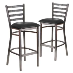 Emma And Oliver 2 Pack Clear Coated Ladder Back Metal Restaurant Barstool -Emma And Oliver GUEST 7a59b855 1a94 4c9e 8948 5afa391dd674