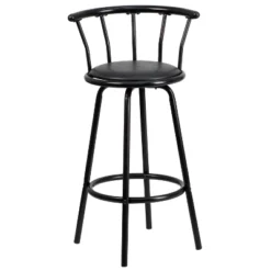 Emma And Oliver Crown Back Black Metal Barstool With Black Vinyl Swivel Seat -Emma And Oliver GUEST 7a895972 dec3 4edb a217 6a232b615798