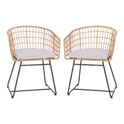 Emma And Oliver Set Of Two All-Weather Faux Rattan Rope Chairs With Padded Cushions For Indoor And Outdoor Use -Emma And Oliver GUEST 7afe4cc9 dba5 4cc9 bdd7 2924ff0e4a92