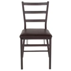 Emma And Oliver 2 Pack Ladder Back Metal Folding Chair With Brown Vinyl Seat -Emma And Oliver GUEST 7bb9f247 bb52 4485 994d cca22db52675