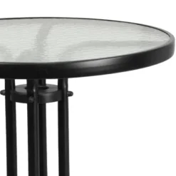 Emma And Oliver 23.75" Round Tempered Glass Metal Table -Emma And Oliver GUEST 7bbe03af a30d 47be a9fb 75e6e9d9149c