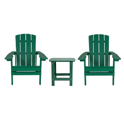 Emma And Oliver Three Piece Hammond Adirondack Style Conversation Set With Two Chairs And Matching Side Table For Indoor And Outdoor Use 13 Emma And Oliver Three Piece Hammond Adirondack Style Conversation Set With Two Chairs And Matching Side Table For Indoor And Outdoor Use - Image 13