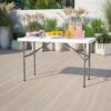 Emma And Oliver 4-Foot Granite White Plastic Folding Table - Banquet / Event Folding Table