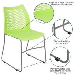 Emma And Oliver Home And Office Sled Base Stack Chair With Air-Vent Back - Guest Chair -Emma And Oliver GUEST 7cc772e6 050c 4fd9 87d1 84ae192cd49e