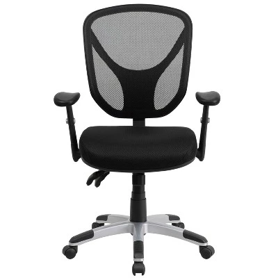 Emma And Oliver Mid-Back Black Mesh Multifunction Swivel Ergonomic Task Office Chair - Arms 8 Emma And Oliver Mid-Back Black Mesh Multifunction Swivel Ergonomic Task Office Chair - Arms - Image 8