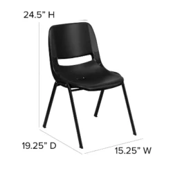 Emma And Oliver Kid's Black Ergonomic Shell Stack Chair - Black Frame And 14"H Seat -Emma And Oliver GUEST 7e590dd6 105f 4bd1 a345 c47ac26cbe85