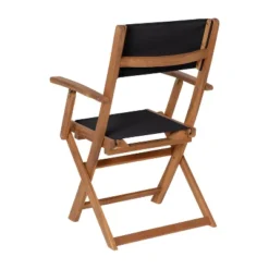 Emma And Oliver Set Of Two Weather Resistant All Natural Acacia Wood Folding Bistro Chairs With Armrests And Textilene Mesh Seats And Backs -Emma And Oliver GUEST 7e954f34 af93 45fb a9b9 fe72c4bdf2dc
