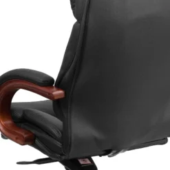 Emma And Oliver High Back Black LeatherSoft Synchro-Tilt Ergonomic Office Chair With Wood Base -Emma And Oliver GUEST 7eb62b6b fdcf 4ca2 95ae fb3cb6b792ca