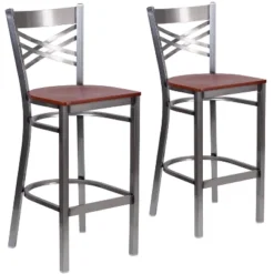 Emma And Oliver 2 Pack Clear Coated "X" Back Metal Restaurant Barstool -Emma And Oliver GUEST 7ebbbb7e 1d33 4052 a9bf 837310f80ff6