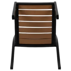 Emma And Oliver 2 Pack Outdoor Faux Teak Side Chair With Poly Slats - Teak Patio Chair -Emma And Oliver GUEST 7f1a8841 77d7 42ed 8403 b80e7b2beaee