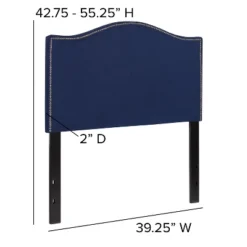 Emma And Oliver Upholstered Twin Size Headboard With Nailtrim In Navy Fabric -Emma And Oliver GUEST 7f5543e9 1cd1 4189 8873 51a4d2624d8f