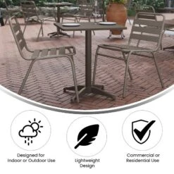 Emma And Oliver 23.5'' Square Aluminum Indoor-Outdoor Table Set With 2 Slat Back Chairs -Emma And Oliver GUEST 7f98dcad 3462 403e 8050 cdba6ef5d353