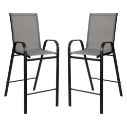 Emma And Oliver 3 Piece Outdoor Bar Height Set-Glass Patio Bar Table-All-Weather Barstools -Emma And Oliver GUEST 7fb2d208 6bc6 422c a30d d1fdc3379268