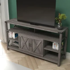 Emma And Oliver Modern Rustic Farmhouse Media Console Cabinet With Spacious Open And Closed Storage -Emma And Oliver GUEST 804036aa 9e5d 4117 a6a0 46af6f093acc