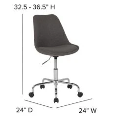 Emma And Oliver Mid-Back Dark Gray Fabric Pneumatic Lift Task Office Chair -Emma And Oliver GUEST 8094ae17 81ad 42cc 8858 ad7b135f02b1