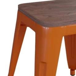 Emma And Oliver Set Of Four Table Height Backless Stacking Welded Iron Stools With Wooden Seats And Under Seat Bracing For Indoor Use -Emma And Oliver GUEST 8116f7ff 20ca 436d 9954 1224929a325e