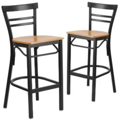 Emma And Oliver 2 Pack Two-Slat Ladder Back Metal Restaurant Barstool -Emma And Oliver GUEST 81652a5f 0785 40bc af4a 99f6f6c30595