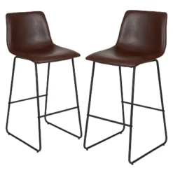 Emma And Oliver Set Of 2 Kitchen Bar Height Stool - 30 Inch LeatherSoft Barstool -Emma And Oliver GUEST 81e54c58 3a7e 4c37 aa2f d2105321356f