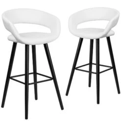 Emma And Oliver 2 Pk. 29'' High Contemporary Vinyl Barstool With Cappuccino Wood Frame -Emma And Oliver GUEST 81ed6779 9529 4c84 8a0f 67ae07ce9040
