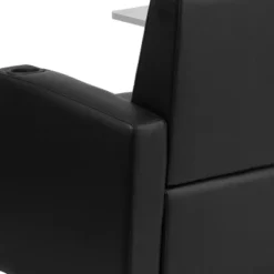 Emma And Oliver Leather Guest Chair With Tablet Arm, Chrome Legs And Cup Holder -Emma And Oliver GUEST 81f1d54a fbfb 48db 8926 7cf0d4145856