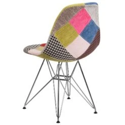 Emma And Oliver Milan Patchwork Fabric Chair With Chrome Base -Emma And Oliver GUEST 8244fff7 2bfa 4cd3 8edc f4e28a17a829