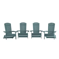 Emma And Oliver Set Of 4 Indoor/Outdoor Poly Resin Folding Adirondack Chairs, All-Weather Chairs For Porch, Patio, Or Sunroom -Emma And Oliver GUEST 828240d9 4178 46fc 90ce 4ddee23892f3