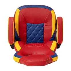 Emma And Oliver Faux Leather Ergonomic Designer Back Gamer Chair With Diamond Stitch, Lumbar Support & Padded Arms In Red, Blue & Yellow -Emma And Oliver GUEST 82b5d92a 8b52 41c9 bdbd caccfdb4c328