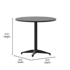 Emma And Oliver 31.5'' Round Aluminum Indoor-Outdoor Table With Base -Emma And Oliver GUEST 82bc88f8 5540 47a7 884e 60c9b360d67d