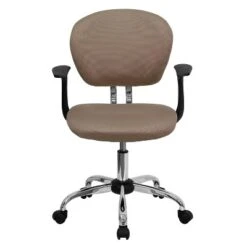 Emma And Oliver Mid-Back Coffee Brown Mesh Padded Swivel Task Office Chair With Arms -Emma And Oliver GUEST 82f0dd06 72ee 472d b6d6 009a1916d4c3