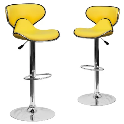 Emma And Oliver 2 Pack Contemporary Cozy Mid-Back Vinyl Adjustable Height Barstool With Chrome Base 10 Emma And Oliver 2 Pack Contemporary Cozy Mid-Back Vinyl Adjustable Height Barstool With Chrome Base - Image 10