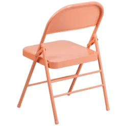 Emma And Oliver 2 Pack Sedona Coral Triple Braced & Double Hinged Metal Folding Chair -Emma And Oliver GUEST 835d0567 6466 4f7a ae6b 298084688239