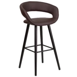 Emma And Oliver 29"H Wood Rounded Open Back Barstool -Emma And Oliver GUEST 83a9cf4d a8d9 4acf 9e41 05af442c7e68