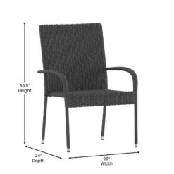 Emma And Oliver Stacking All-Weather Wicker Wrapped Powder Coated Steel Patio Club Chairs For Indoor And Outdoor Use -Emma And Oliver GUEST 84659668 c346 4ab0 ba2b e673115c03ab