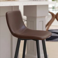 Emma And Oliver Set Of Two 30" Modern Upholstered Barstools, Matte Metal Frames And Plastic Floor Glides -Emma And Oliver GUEST 84abcc8f c9f6 4e84 abc2 9e3eee9100c4