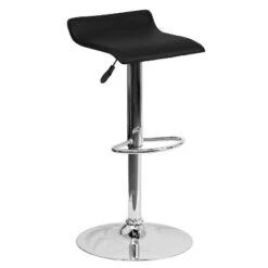 Emma And Oliver Solid Wave Seat Vinyl Adjustable Height Barstool With Chrome Base -Emma And Oliver GUEST 858f820f 65ef 462e b13e 6adcdd0d2294