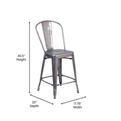 Emma And Oliver Clear Coated Metal Stool With Backrest And Polyresin Seat For Indoor Use Only -Emma And Oliver GUEST 85b80a53 0710 4ee4 8aee c8b4b2402040
