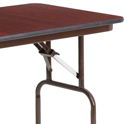 Emma And Oliver 4-Foot Mahogany Melamine Laminate Folding Banquet Table 4 Emma And Oliver 4-Foot Mahogany Melamine Laminate Folding Banquet Table - Image 4