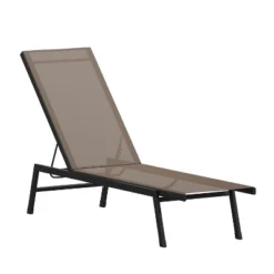 Emma And Oliver Textilene Adjustable 5 Position Patio Chaise Lounge And Metal Frame -Emma And Oliver GUEST 86b97edd 891d 4129 924b 8a370e2111b4