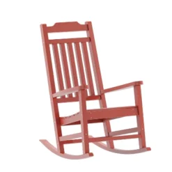 Emma And Oliver All-Weather Rocking Chair In Faux Wood - Patio And Backyard Furniture -Emma And Oliver GUEST 86e4c2fa 3971 4abd bef5 ed908e811707