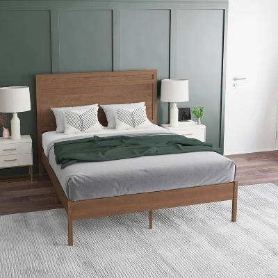 Emma And Oliver Classic Wooden Platform Bed With Headboard 3 Emma And Oliver Classic Wooden Platform Bed With Headboard - Image 3