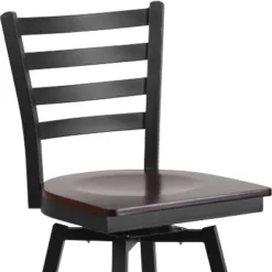 Emma And Oliver Black Ladder Back Swivel Metal Restaurant Dining Barstool -Emma And Oliver GUEST 87467e5b 69e4 49bb b5fb aad3695470ba