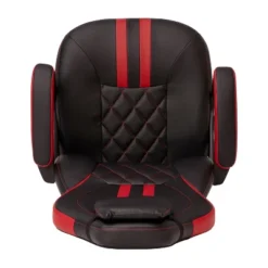 Emma And Oliver Ergonomic High Back Swivel Gaming Chair With Diamond Stitch Black Faux Leather Upholstery With Red Accent Stripes, Padded Arms -Emma And Oliver GUEST 87688f2e 210f 4e4f 9996 e6787f8a63a1