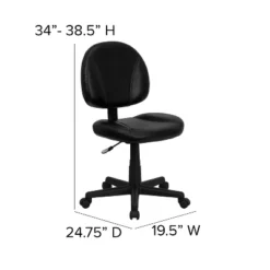 Emma And Oliver Mid-Back Black LeatherSoft Ergonomic Task Office Chair - Back Depth Adjustment 11 Emma And Oliver Mid-Back Black LeatherSoft Ergonomic Task Office Chair - Back Depth Adjustment -Emma And Oliver GUEST 87858e1d ada2 44de 80f9 e890dc5d1054