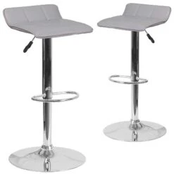 Emma And Oliver 2 Pack Contemporary Vinyl Adjustable Height Barstool With Quilted Wave Seat And Chrome Base -Emma And Oliver GUEST 87eba357 b174 473c 929d 2ecd691a2939